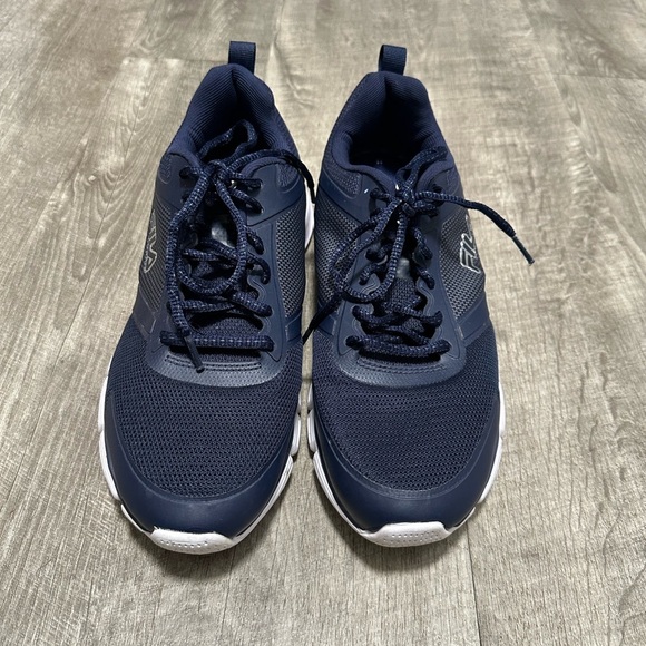 Men’s Fila Shoes 11 Memory Foam Tie Lace Closure Leather Rubber Sole Navy Blue - Picture 5 of 9